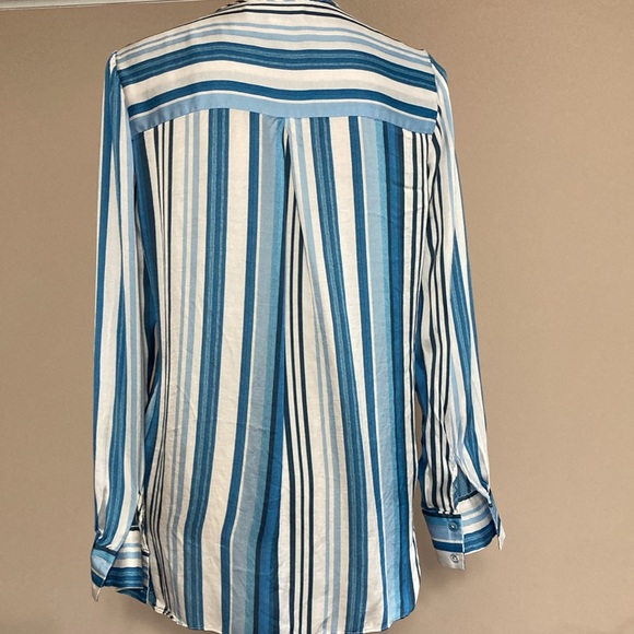 Etcetera blue & white striped crossover top with modesty snap - Size 4 - Picture 3 of 11